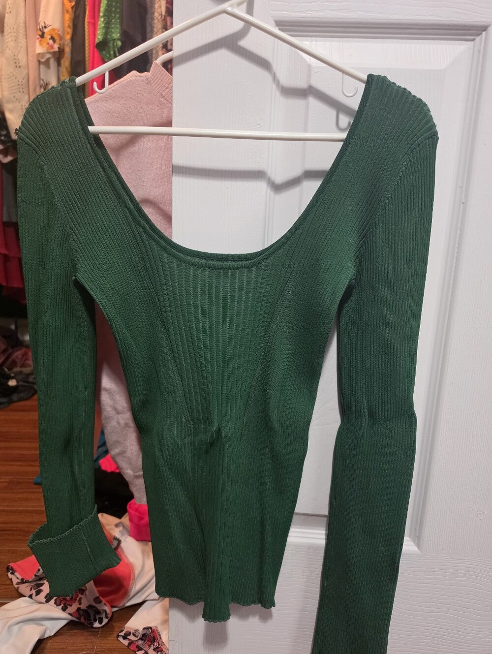 Sportmax MaxMara Scoop Neck Ribbed Knit Top Size L